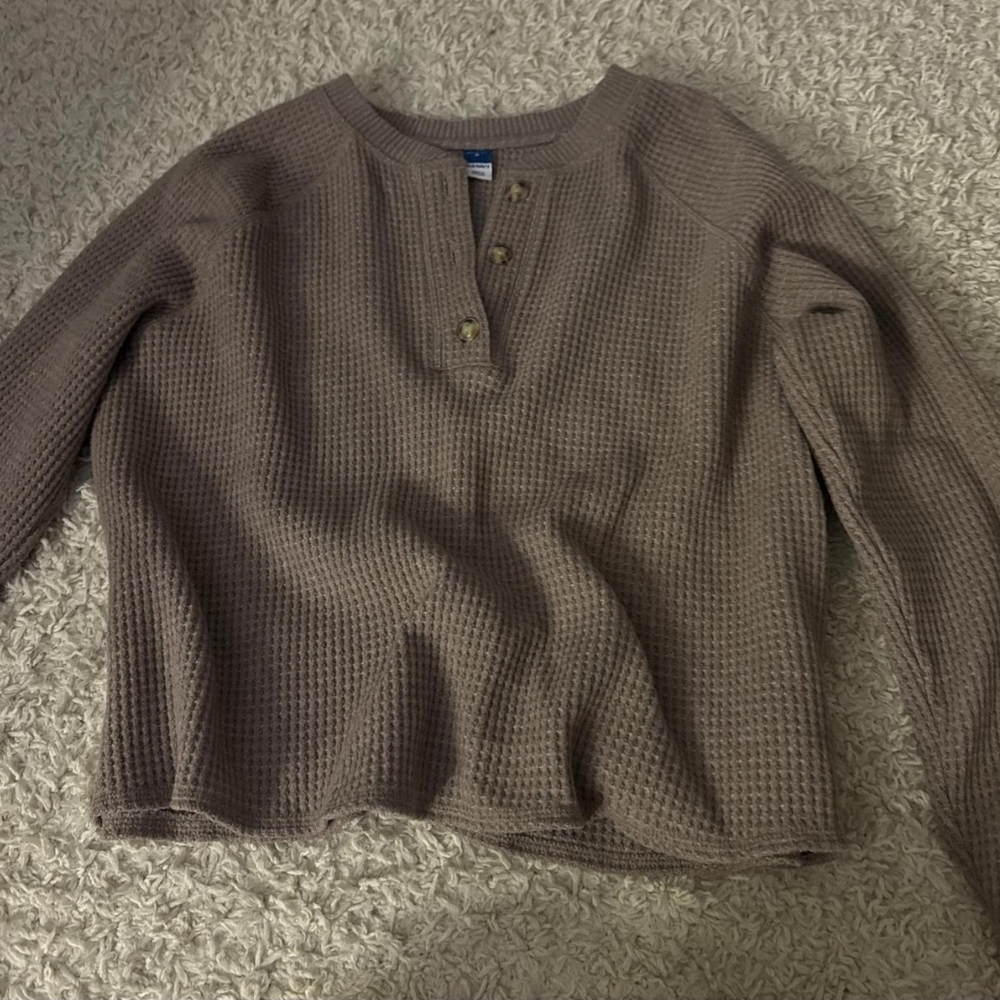 Old Navy Taupe Waffle Knit Crop Top